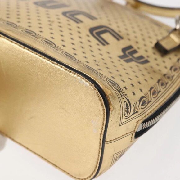 GUCCI GUCCY Print GUCCIxSEGA Bag Leather Gold Silver 511189 Auth bs30126 - Picture 5 of 16
